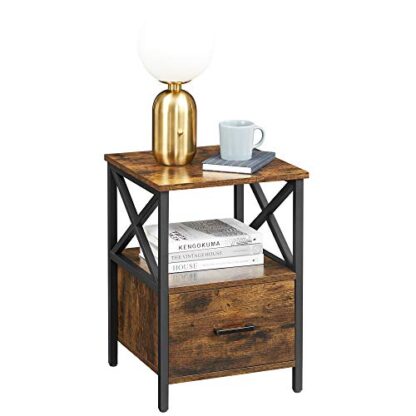 Rustic Brown Nightstand, Bedside Table, End Table with Drawer - Image 2