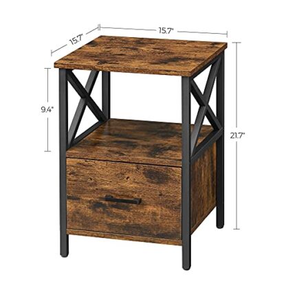 Rustic Brown Nightstand, Bedside Table, End Table with Drawer - Image 5