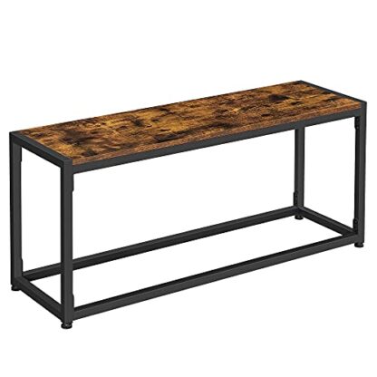 Rustic Brown + Black Dining Bench, Kitchen Table Bench, Entryway Bench - Image 9