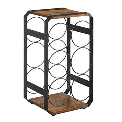 Rustic Brown + Black Wine Rack, 6-Bottle Wine Holder, for Countertop or Cabinet - Image 7