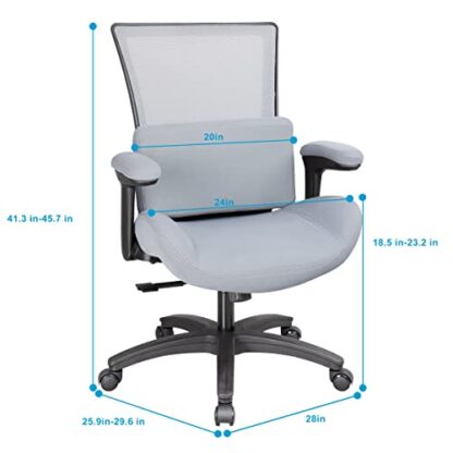 Black Frame Grey Fabric Big and Tall Office Computer Desk Chair - Image 5