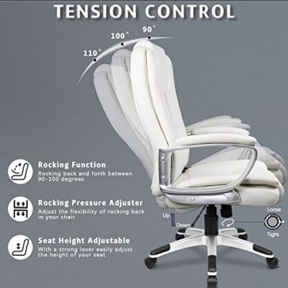 White Office Desk Chair, Managerial Executive Chair - Image 3