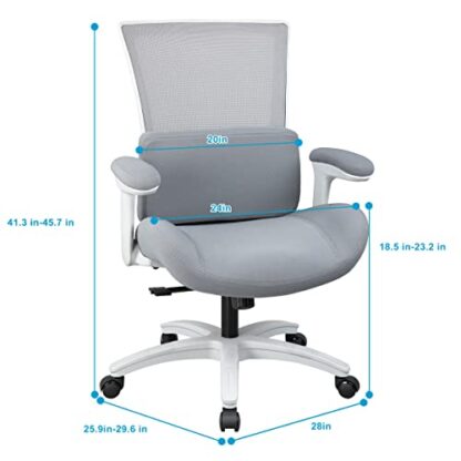 Grey Frame Grey Fabric Big and Tall Office Computer Desk Chair - Image 5