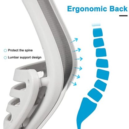 Grey Office Computer Desk Chair Height Adjusting Arm Waist Support Function - Image 7