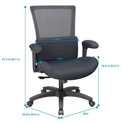 Black Frame Black Fabric Big and Tall Office Computer Desk Chair - Image 5