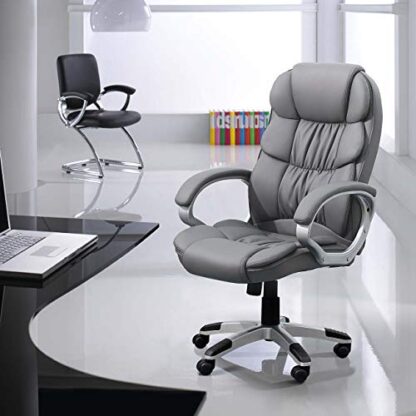 Grey Office Chair High Back Computer Chair Desk Chair - Image 3