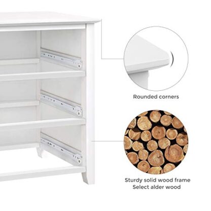 White 3-Drawer Dresser, Chest of Drawers, Bedside Table with Solid Wood Legs - Image 5