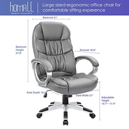 Grey Office Chair High Back Computer Chair Desk Chair - Image 2