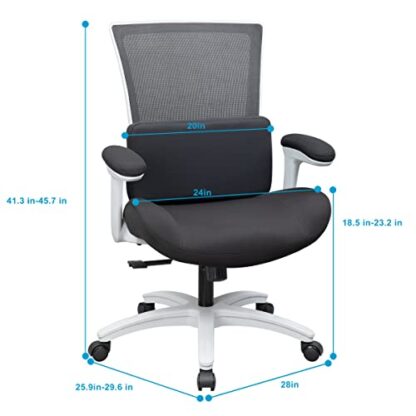 Grey Frame Black Fabric Big and Tall  Office Computer Desk Chair - Image 5