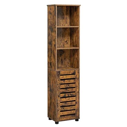 Rustic Brown Bathroom Tall Cabinet, Storage Cabinet with 3 Open Compartments - Image 7