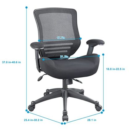 Black Frame Black Fabric Office Computer Desk Chair - Image 5