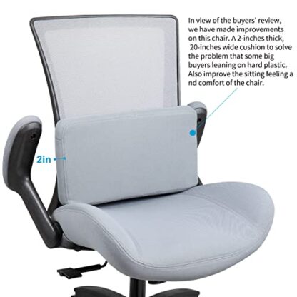 Black Frame Grey Fabric Big and Tall Office Computer Desk Chair - Image 8