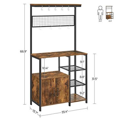 Rustic Brown + Black Baker’s Rack, Coffee Station, Microwave Oven Stand - Image 7