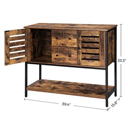 Rustic Brown + Black Lowell Storage Cabinet, Buffet Table - Image 2