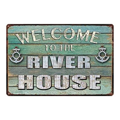 8x12 inch Wood Style Welcome River House Metal Retro Sign