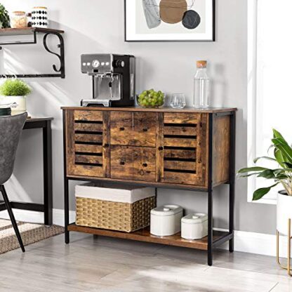 Rustic Brown + Black Lowell Storage Cabinet, Buffet Table - Image 7