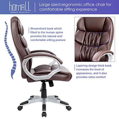 Brown Office Chair High Back Computer Chair Desk Chair - Image 7