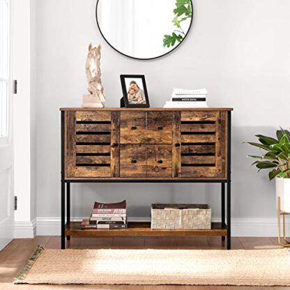 Rustic Brown + Black Lowell Storage Cabinet, Buffet Table - Image 5