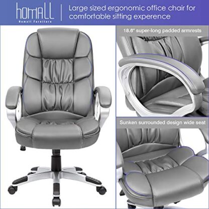 Grey Office Chair High Back Computer Chair Desk Chair - Image 5