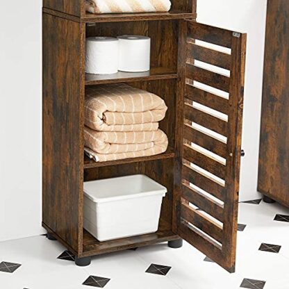 Rustic Brown Bathroom Tall Cabinet, Storage Cabinet with 3 Open Compartments - Image 5