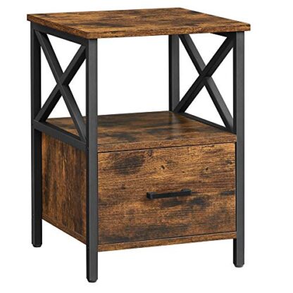 Rustic Brown Nightstand, Bedside Table, End Table with Drawer - Image 7