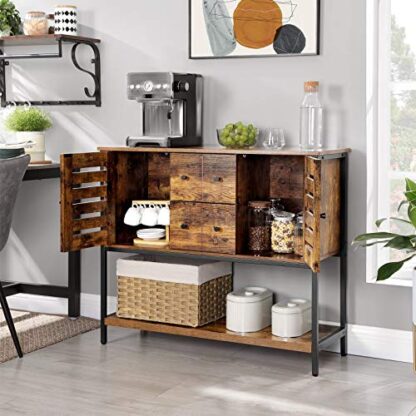 Rustic Brown + Black Lowell Storage Cabinet, Buffet Table - Image 6