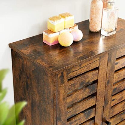 Rustic Brown Storage Cabinet, Floor Cabinet with Doors, 2 Adjustable Shelves - Image 6