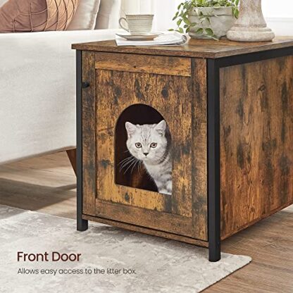 Brown Cat Litter Box Furniture, Hidden Litter Box Enclosure Cabinet - Image 7