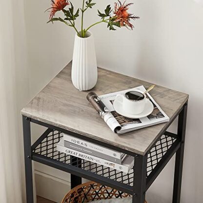 Greige + Black Bryce Side Table, End Telephone Table with 2 Mesh Shelves - Image 5