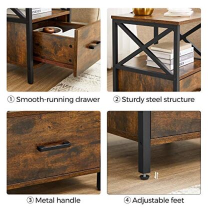 Rustic Brown Nightstand, Bedside Table, End Table with Drawer - Image 3