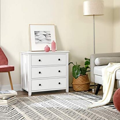 White 3-Drawer Dresser, Chest of Drawers, Bedside Table with Solid Wood Legs - Image 7