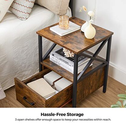 Rustic Brown Nightstand, Bedside Table, End Table with Drawer - Image 4