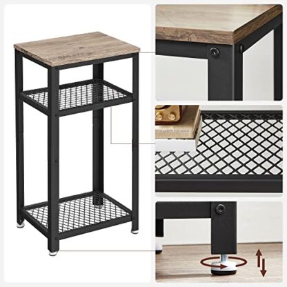 Greige + Black Bryce Side Table, End Telephone Table with 2 Mesh Shelves - Image 2