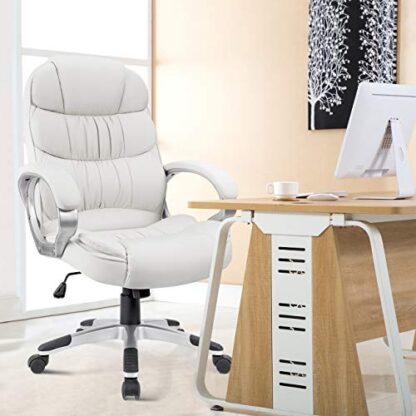 White Office Chair High Back Computer Chair Desk Chair - Image 7