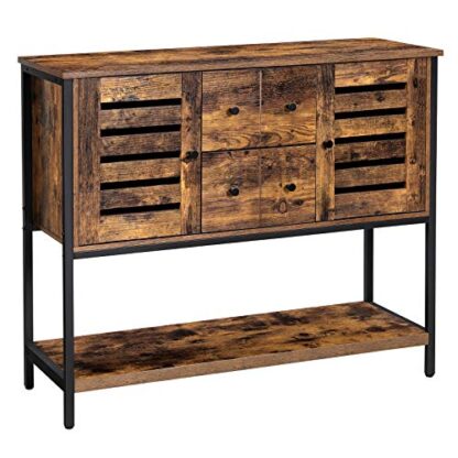 Rustic Brown + Black Lowell Storage Cabinet, Buffet Table - Image 8