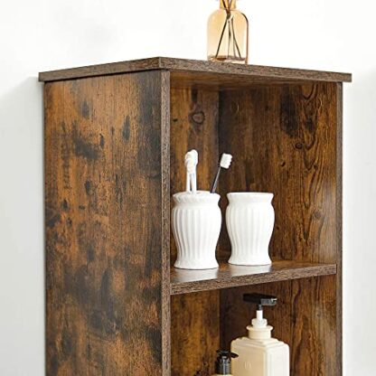 Rustic Brown Bathroom Tall Cabinet, Storage Cabinet with 3 Open Compartments - Image 6