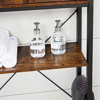 Rustic Brown + Black Over-The-Toilet Storage, Bathroom Organizer Cabinet - Image 3