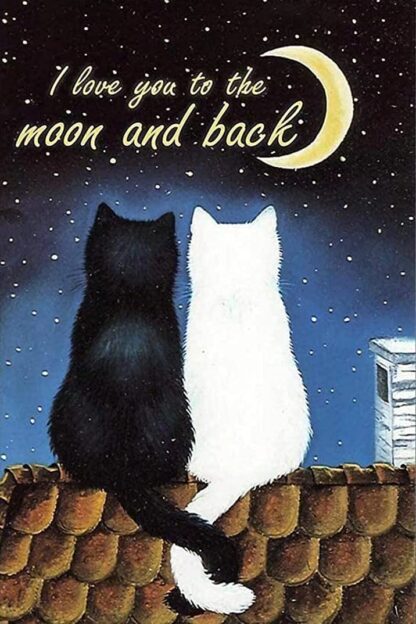 8x12 inch Black and White Kitten Metal Tin Sign,I Love You to The Moon and Back