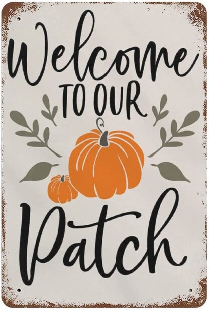 8x12 inch Halloween Metal Tin Sign Welcome to Our Pumpkin Patch