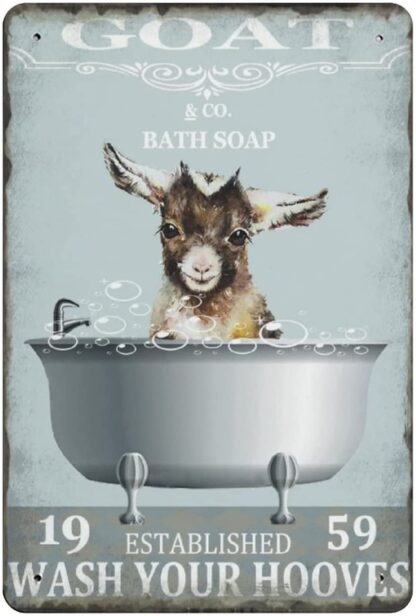 8x12 inch Goat Bath Soap Wash Your Hooves Retro Metal Tin Sign