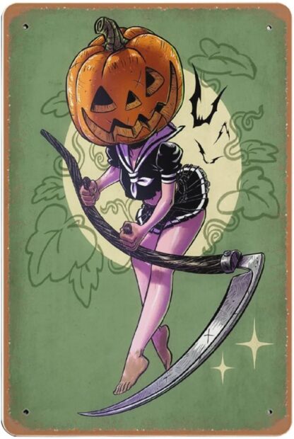 8x12 inch Pumpkin Ghoul Scythe,Retro Style