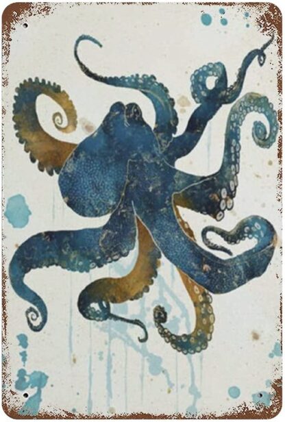 8x12 inch Octopus Vintage Metal Tin Sign Retro Funny Tin Sign