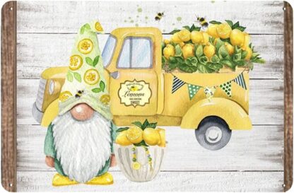 8x12 inch Lemon Gnome Truck Fun Tin Sign Lemons Decor