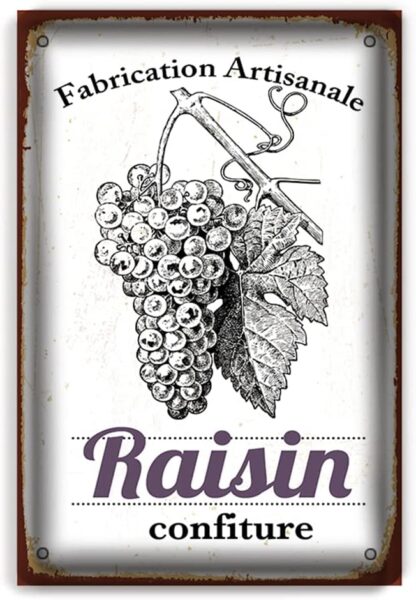 8x12 inch Retro Tin Sign Metal Black and White Grapes