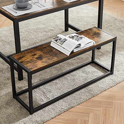 Rustic Brown + Black Dining Bench, Kitchen Table Bench, Entryway Bench - Image 7