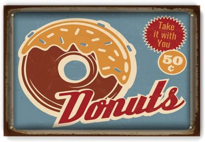 8x12 inch Retro Tin Sign Metal Poster Vintage Wall Decor Donut Foot