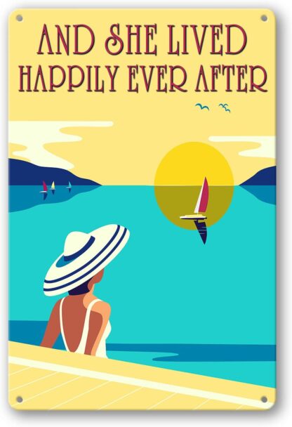 8x12 inch And She Lived Happily Ever After Sign Metal Tin Signs