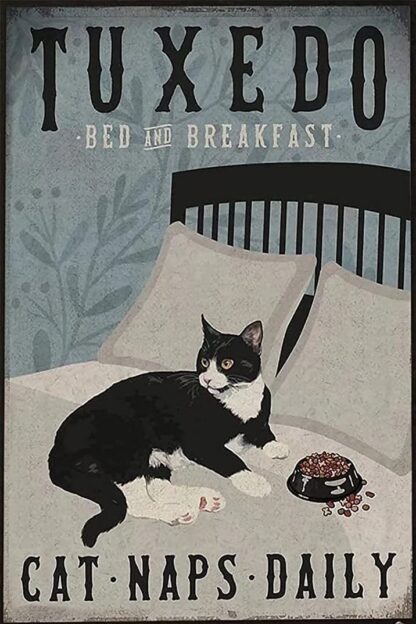 8x12 inch Tuxedo Cat Metal Tin Sign