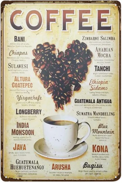 8x12 inch Metal Tin Sign Heart Coffee Coffee Shops Metal Signs