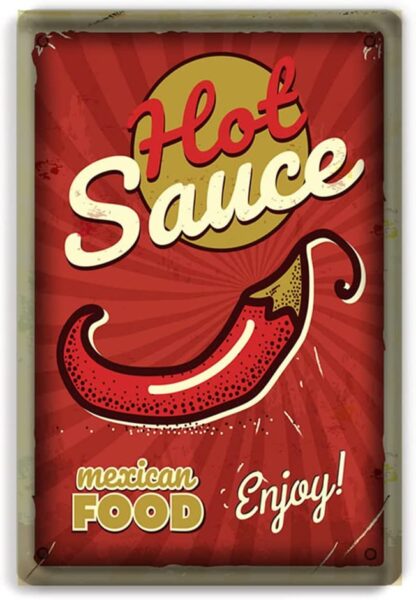 8x12 inch Chili Sauce Tin Sign Metal Restaurant Mexican Food Extra Hot Sauce